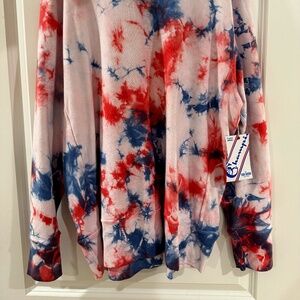 Todd Snyder Red and Blue Tie-Dye Sweatshirt